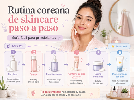 Rutina coreana de skincare paso a paso guía fácil para principiantes K-beauty Chile