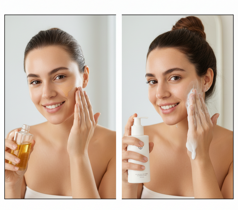 Paso 1 limpieza facial coreana con doble limpieza K-beauty eliminando impurezas y maquillaje waterproof
