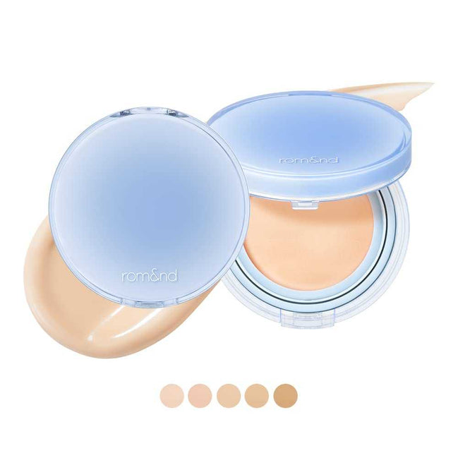 Maquillaje hidratante y luminoso ROM&ND BARE WATER CUSHION con protección solar y ácido hialurónico