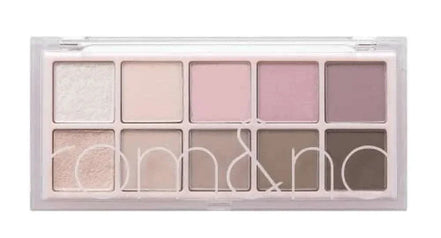 Paleta de sombras rom&nd con tonos románticos y acabado glow para maquillaje natural y sofisticado