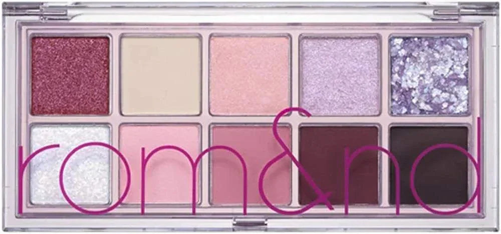 Paleta Sombras rom&nd con tonos románticos y efecto glow para maquillaje natural y sofisticado