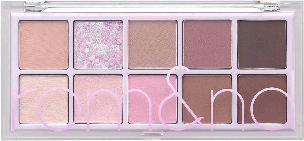 Paleta de sombras rom&nd con tonos románticos y efecto glow para maquillaje natural y sofisticado