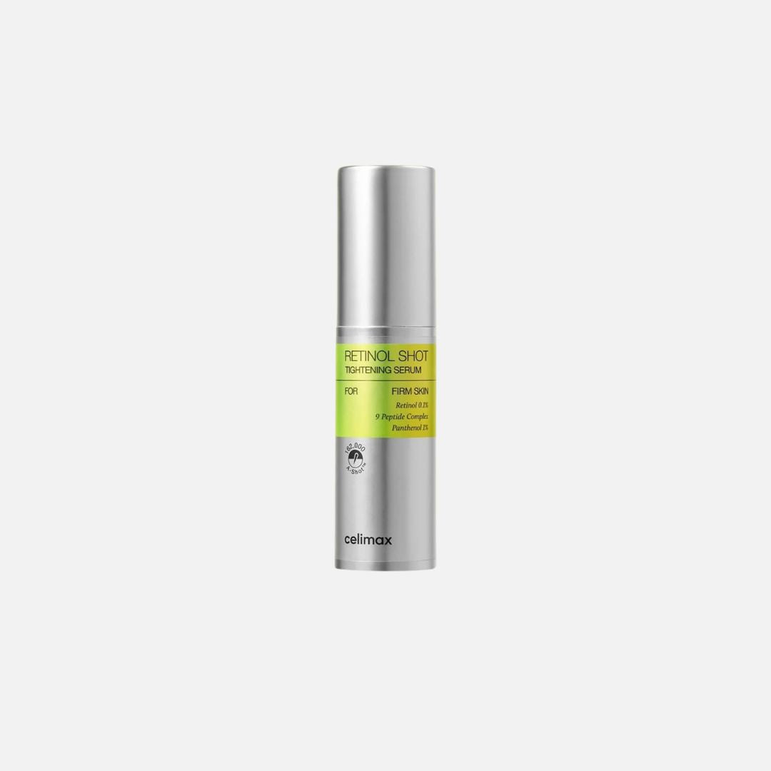 Frasco de 30ml de «THE VITA-A RETINOL SHOT TIGHTENING SERUM» de CELIMAX para reafirmar y rejuvenecer la piel