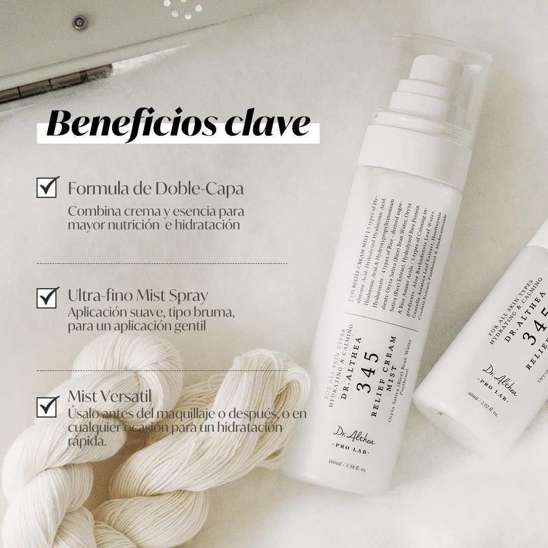 Botella de Dr Althea 345 Cream Mist 60ml con spray hidratante ligero y nutritivo