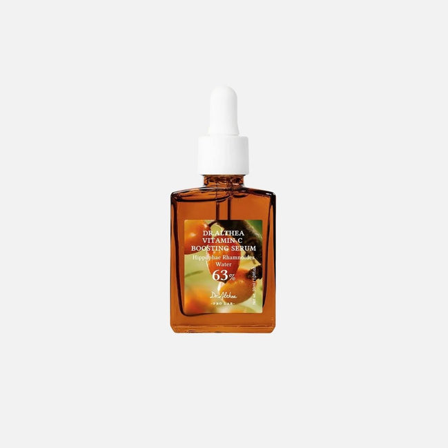 Botella de Dr. Althea Vitamin C Boosting Serum para un rostro radiante y sin manchas.