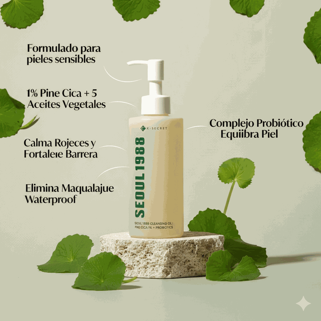SEOUL 1988 Cleansing Oil Pine Cica + Probídoticos — aceite desmaquillante piel sensible Chile