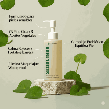 SEOUL 1988 Cleansing Oil Pine Cica + Probídoticos — aceite desmaquillante piel sensible Chile