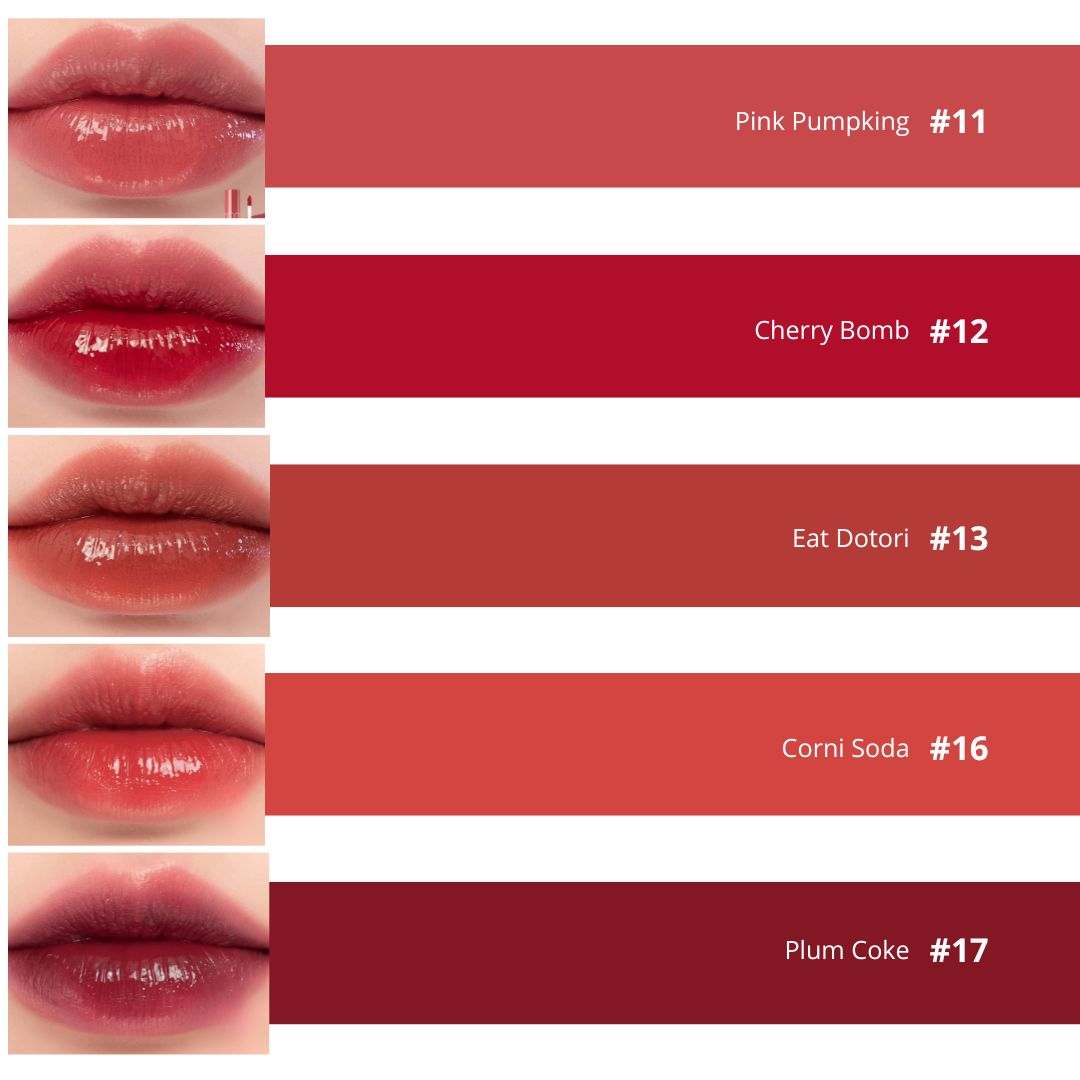 Tonos disponibles ROM&ND Juicy Lasting Tint — maquillaje coreano labios Chile