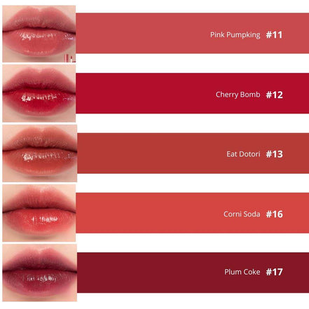 Tonos disponibles ROM&ND Juicy Lasting Tint — maquillaje coreano labios Chile