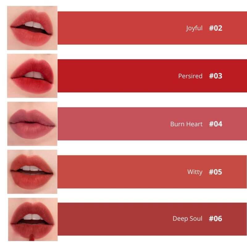 Aplicación ROM&ND Zero Velvet Tint en labios — maquillaje coreano mate larga duración