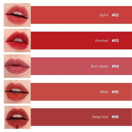 Aplicación ROM&ND Zero Velvet Tint en labios — maquillaje coreano mate larga duración