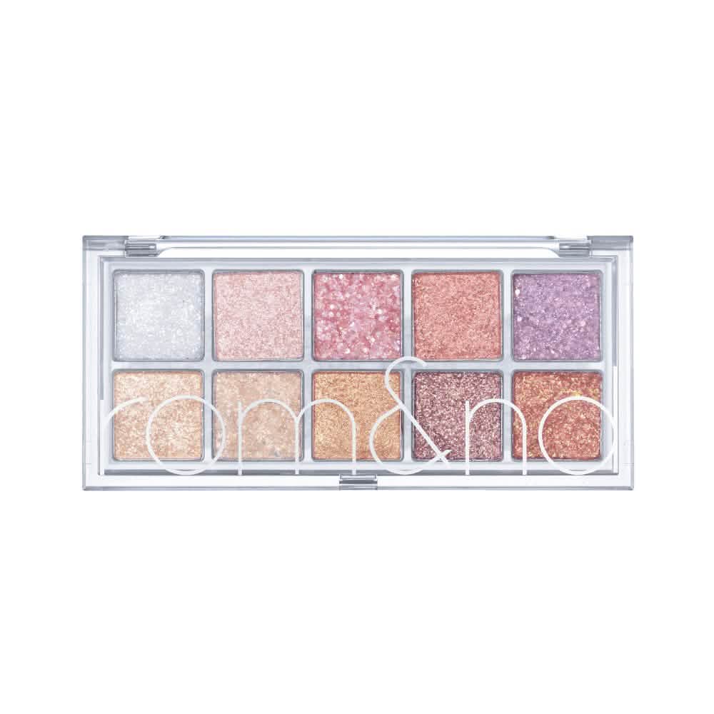 Paleta de sombras rom&nd con tonos románticos y efecto glow para un maquillaje natural y sofisticado